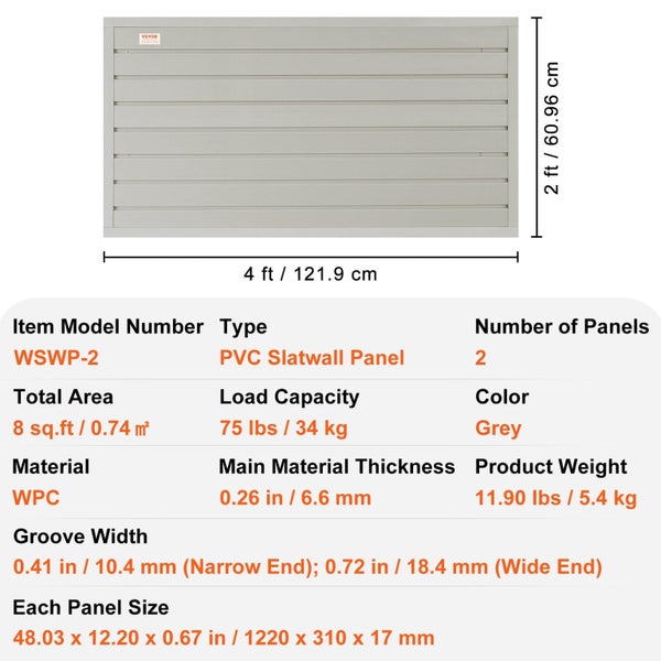 Vevor Slatwall Panels, 121.9 X 30.48 Cm Gray Garage Wall (Set Of Panels), Heavy Carousel 2