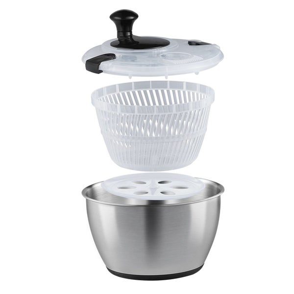 Vevor Stainless Steel Salad Spinner, 4.5L, One-Handed Easy Press Large Vegetable Carousel 1