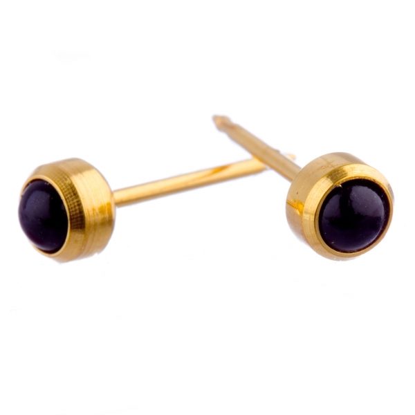 Studex System 75 Gold Plated Bezel Black Onyx Pearl. 2 Sizes Available. Carousel 1