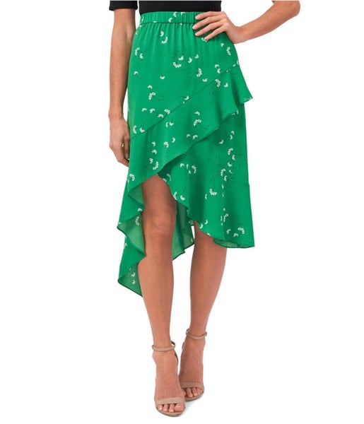 CeCe Womens Asymmetrical, Ruffled Midi Skirt Carousel 1