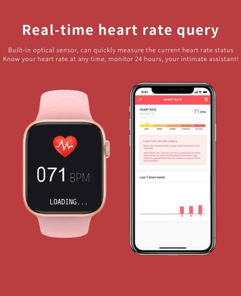 NEW Pink Smart Watch Women 44mm Bluetooth Call Heart Rate IP67 Waterproof Carousel 2