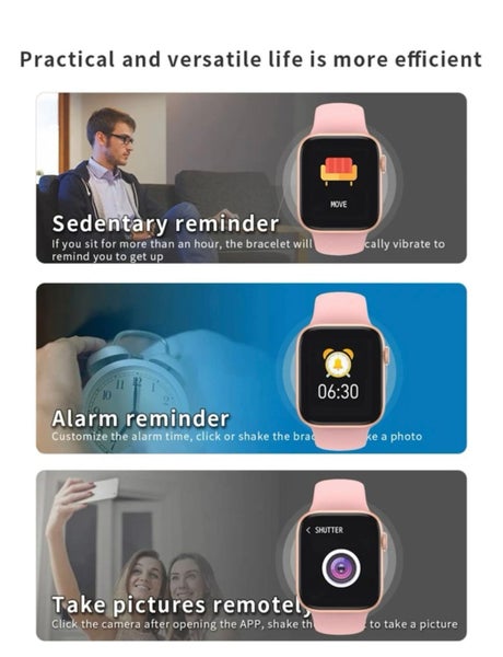 NEW Pink Smart Watch Women 44mm Bluetooth Call Heart Rate IP67 Waterproof Carousel 4