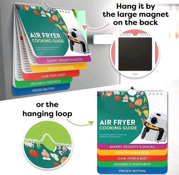 Air Fryer Magnetic Cooking Guide Chart Times NEW Carousel 6