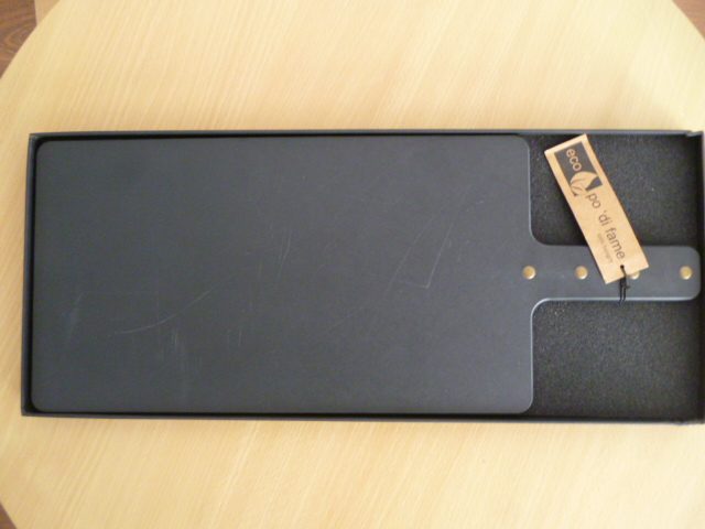 Black Melamine Rectangle Paddle Serving Board with Handle Carousel 1