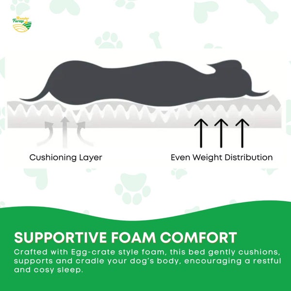 Rooster Farms Supportive Dog Bed XL Grey - Egg Crate Foam Waterproof Mattress Carousel 7