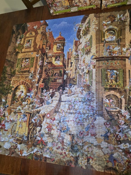 2x HEYE Puzzles Complete set ROMANTIC TOWN Night & Day (BOTH) Perfect Condition Carousel 2