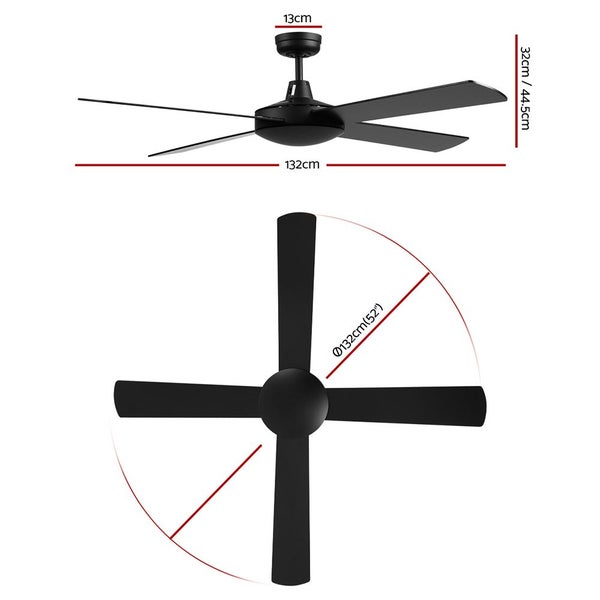 Devanti 52'' Ceiling Fan w/Remote - Black Carousel 2