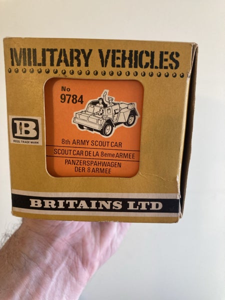 Britains Deetail die cast 1/32 sand coloured British scout car in box Carousel 2