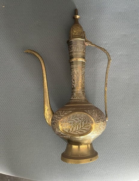 Pair of Brass Ornamental Vases - 28cm High x 11cm Wide Carousel 1