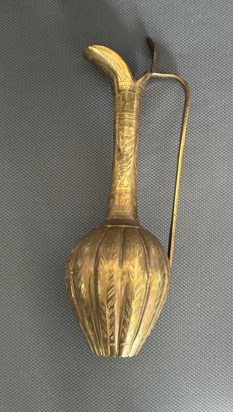 Pair of Brass Ornamental Vases - 28cm High x 11cm Wide Carousel 4