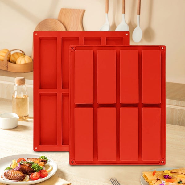 8-Cavity Silicone Energy Bar Mold, Non-Stick Rectangular Baking Tray for Ce Carousel 6