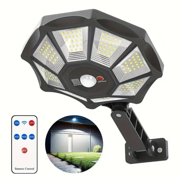 168-LED Solar Motion-Sensor Floodlight | Remote Control | IP44 Outdoor Security Carousel 1