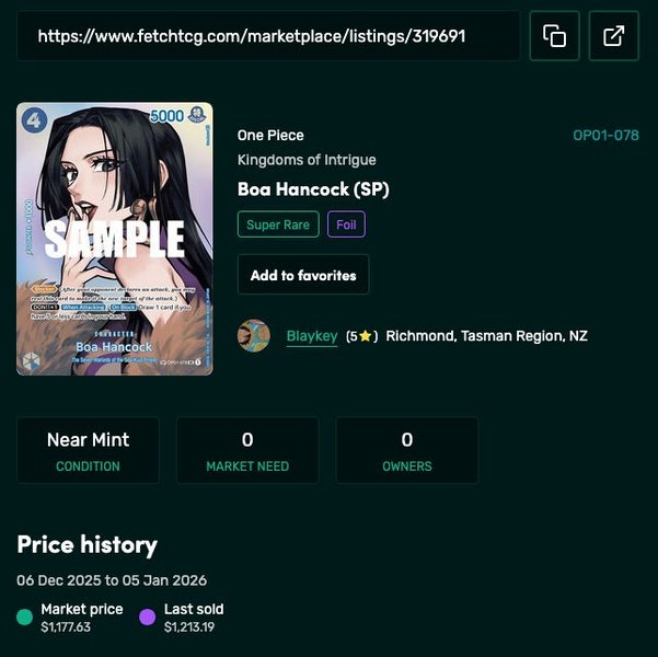 Boa Hancock SP, Kingdom of Intrigue. Mint, Super Rare, Foil, One Piece. Carousel 2