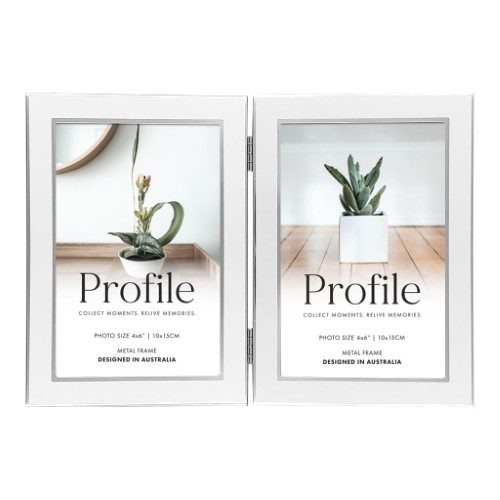 Profile - Eternal Hinged Double White Metal Photo Frame - 4x6in (10x15cm) (2)V Carousel 1