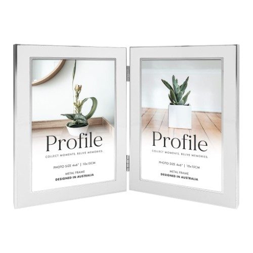Profile - Eternal Hinged Double White Metal Photo Frame - 4x6in (10x15cm) (2)V Carousel 2