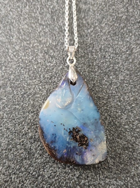 Opal boulder necklace pendant jewellery and gift bag Carousel 1