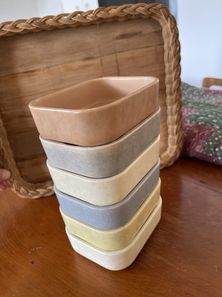 Temuka NZI LTD set of dishes complete with wicker tray Carousel 13