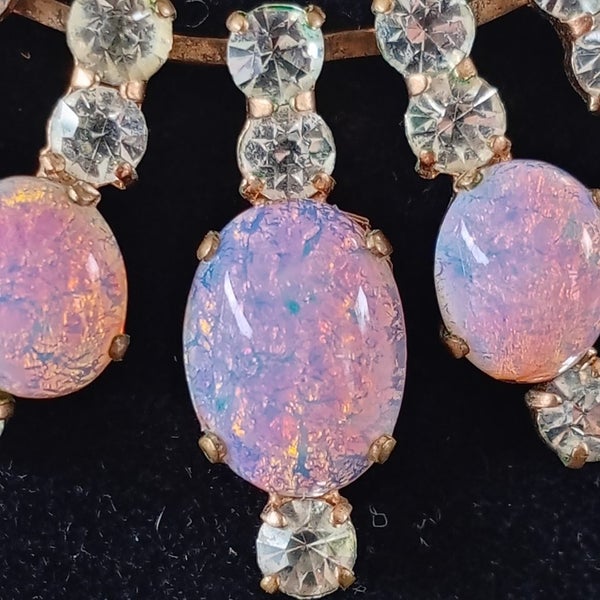 Estate Sale - Vintage Rhinestone and Dragons Breath Opal Set Carousel 2