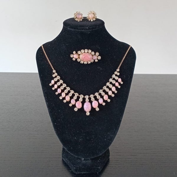 Estate Sale - Vintage Rhinestone and Dragons Breath Opal Set Carousel 1