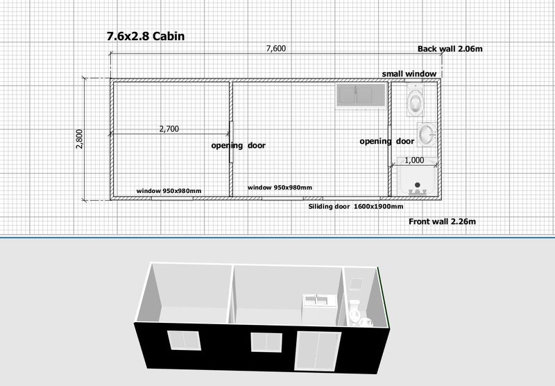 7.6x2.8m demo cabin ready to go -kitchen bathroom (sell as it where is ) Carousel 2