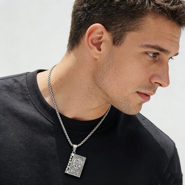 Holy Scripture: Bible Steel Pendant Necklace NAL5ZS-2 Carousel 1