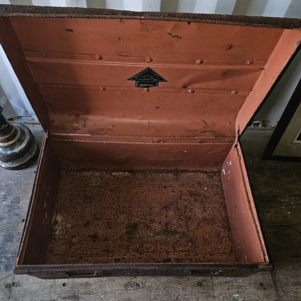 Vintage John Little & Co. Ltd. London "The Coromandel" Steel Chest with wood top Carousel 2