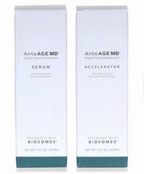 AnteAGE MD® Biosome™ System DUO Serum & Accelerator (30ml each) – NEW IN BOX