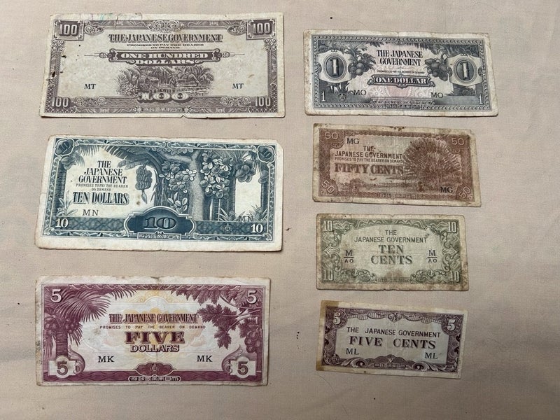 WWII Japanese occupation full set of banknotes Carousel 1
