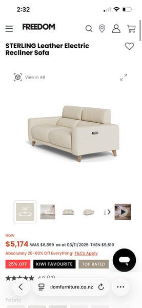 Sterling Leather Electric Reclining Sofa Set Carousel 2