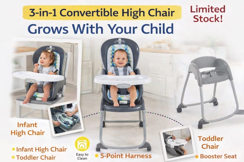 3-in-1 Convertible High Chair – Limited Stock (6 Months–5 Years) Carousel 1
