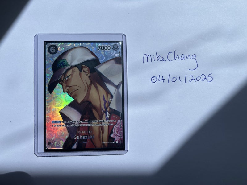 Sakazuki SP, Kingdom of Intrigue. Mint, Super Rare, Foil, One Piece. Carousel 1