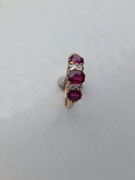 Antique ruby and diamond bridge ring Carousel 1