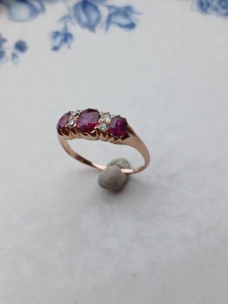Antique ruby and diamond bridge ring Carousel 3