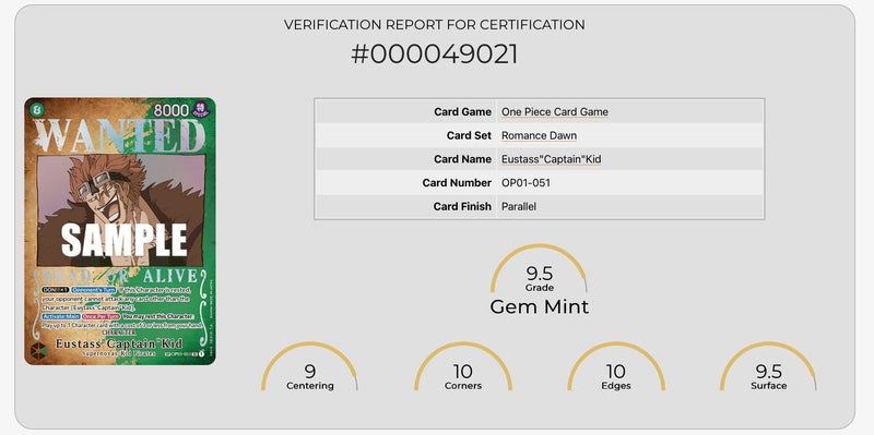 Eustass "Captain" Kid - Wanted Poster, PCG Grade 9.5, OP01-051, One Piece TCG Carousel 3