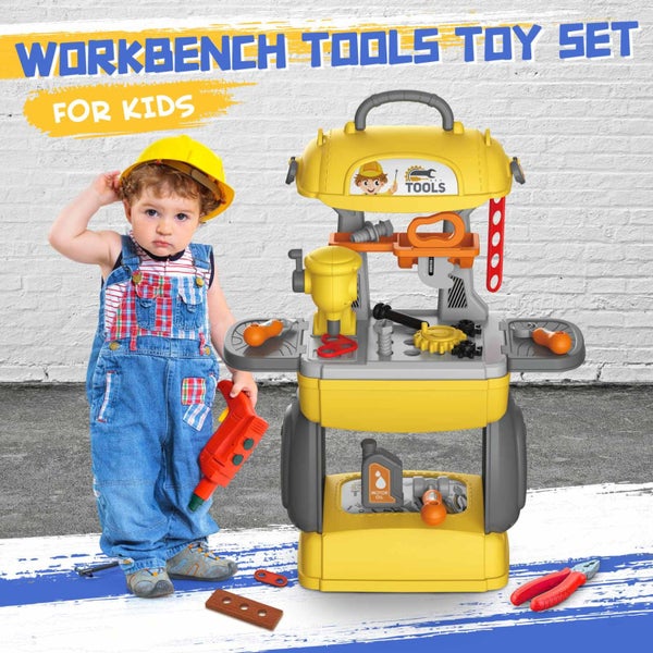 Kids Workbench Tool Bench Construction Toy Set 28pcs Educational Builder Pretend Carousel 1