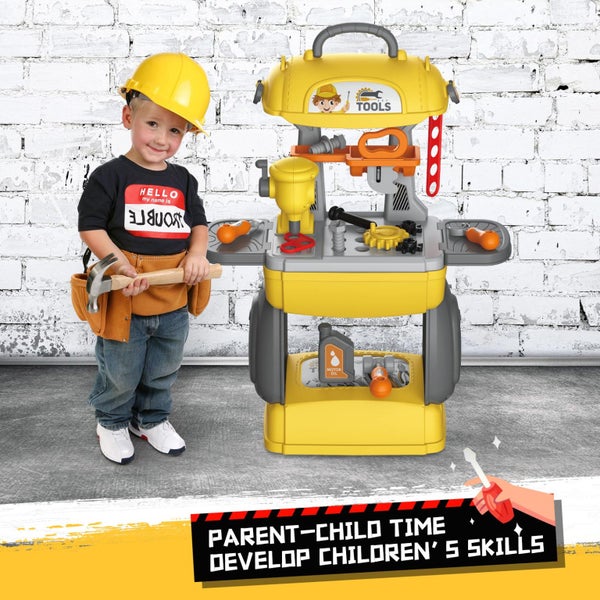 Kids Workbench Tool Bench Construction Toy Set 28pcs Educational Builder Pretend Carousel 2