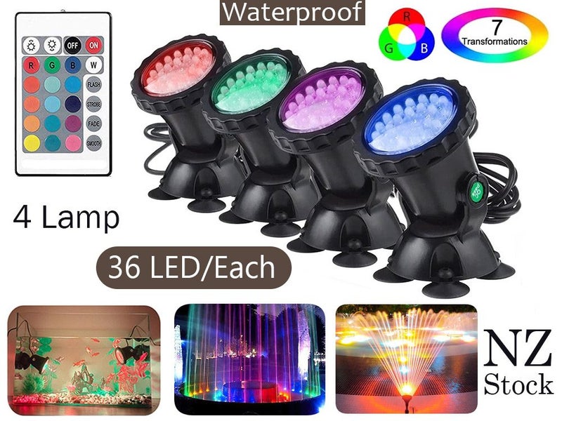 Submersible 36 LED RGB Color Changing Pond Spot Lights Underwater Pool Fountain Carousel 2