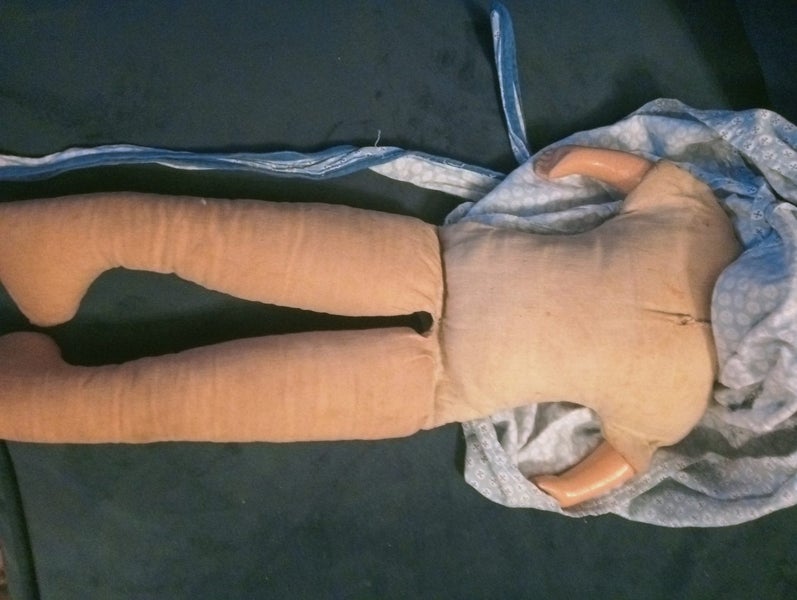 Vintage Doll, composition head and hands .fabric body, arms and legs .blue openi Carousel 2