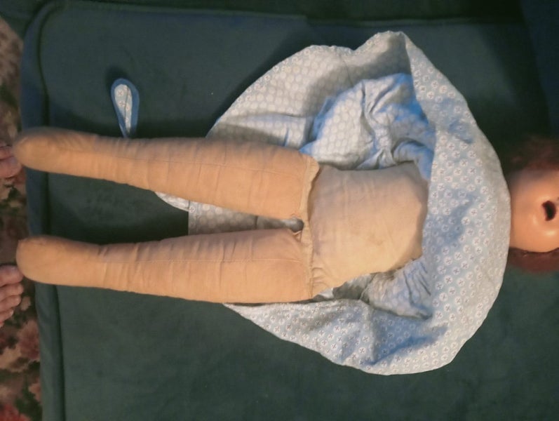 Vintage Doll, composition head and hands .fabric body, arms and legs .blue openi Carousel 4