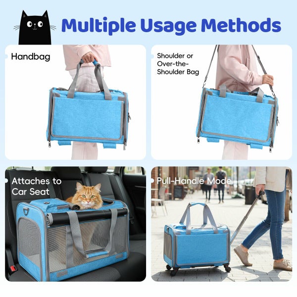 Pet Carrier Cat Dog Crate Stroller Trolley Carousel 2