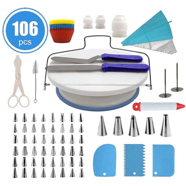 Cake Decorating Kit, 106pcs Cake Decorating Supplies with Cake Turntable fo Carousel 1