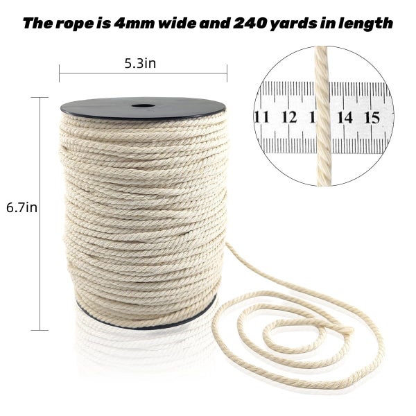 Macrame Cord Natual Cotton Twine Rope String Cord for Handmade Wall Hanging Carousel 7