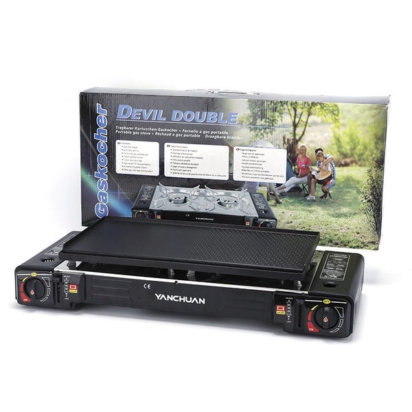 Double Burner Gas Stove Set With Baking Plate