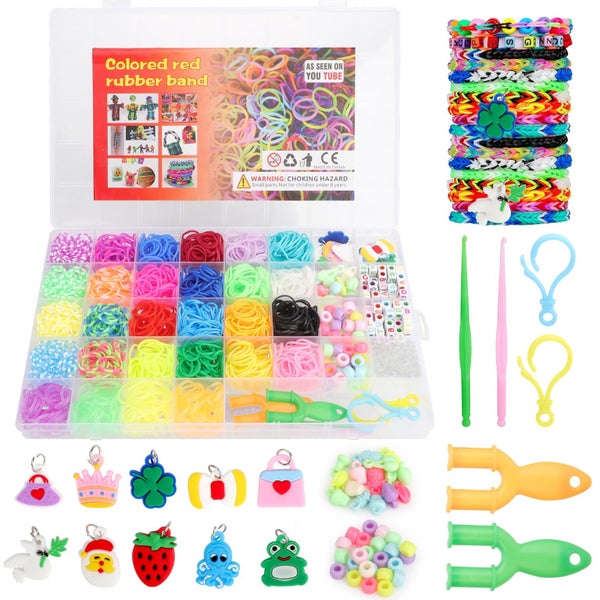 28 Colors Loom Bands Kit, Rubber Bands Bracelets Making Accessories for Gir Carousel 1