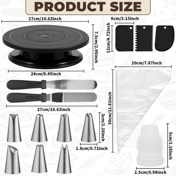 35Pcs Cake Decorating Kit for Cake Cupcake Decorations Sturdy Rotatable Cak Carousel 2