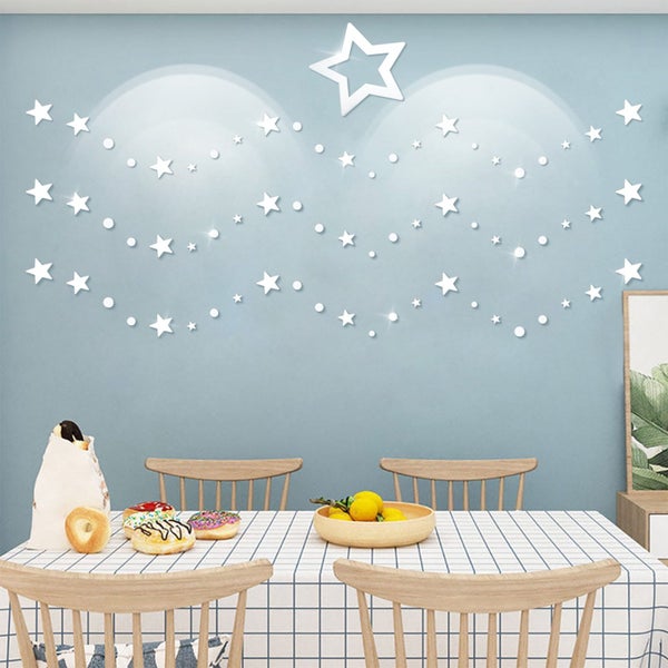 Stars Acrylic Mirror Wall Stickers, 3D Star Wall Decor Decals, Sliver Remov Carousel 2