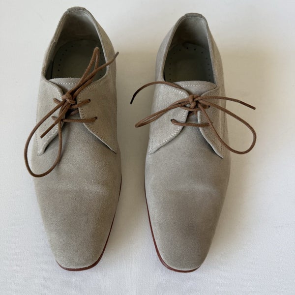 G & I Handmade Italian Beige Suede Lace Up Shoes Size 36