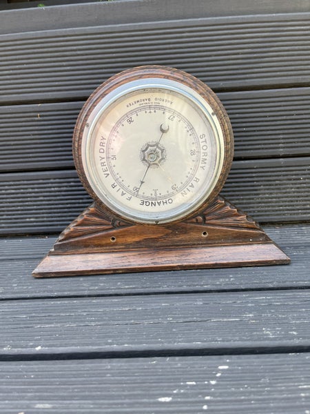 Vintage Oak Art Deco Aneroid Barometer fab design Carousel 11