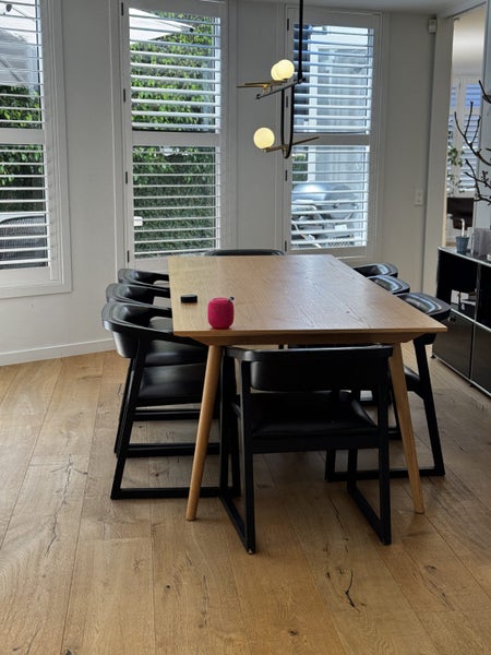 Bauhaus oak Dining Table and 8 Chairs Carousel 1