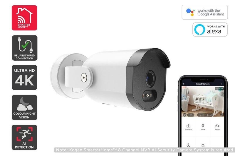 Kogan SmarterHome(TM) 8 Channel AI NVR Security Camera System Add-on PoE 8MP... Carousel 1